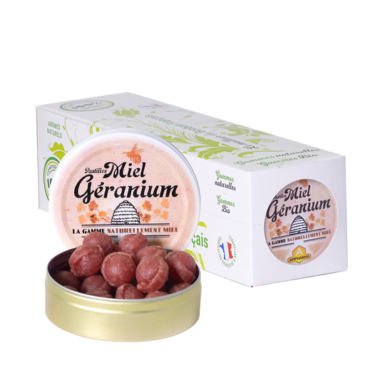Pastilles Apipharma – Miel Géranium - Barquette de 10 boîtes