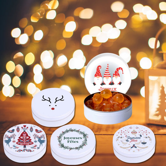 Lot de 5 Boîtes de Bonbons Artisanaux | Saveur Miel | Boîte 16gr |Collection Noël et Joyeuses Fêtes