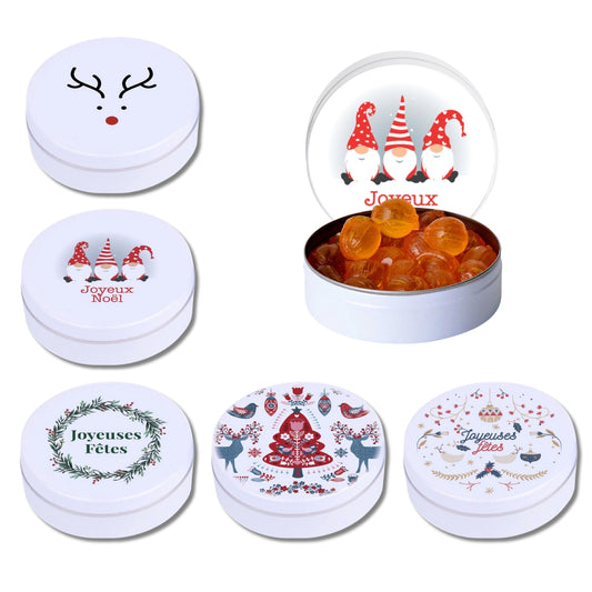 Lot de 5 Boîtes de Bonbons Artisanaux | Saveur Miel | Boîte 16gr |Collection Noël et Joyeuses Fêtes