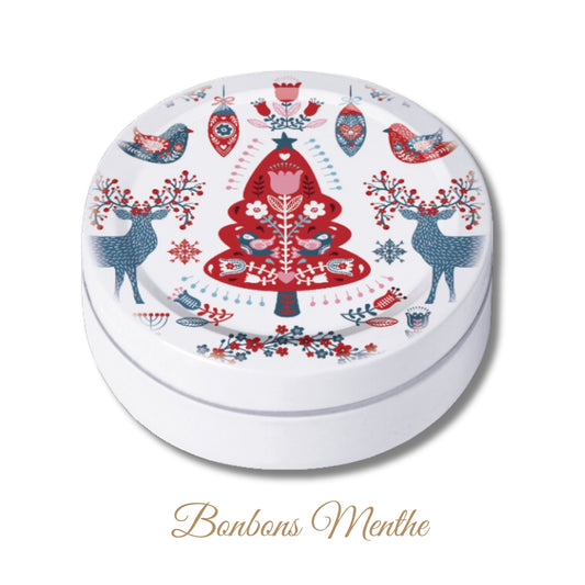 Lot de 2 Boîtes de Bonbons Artisanaux | Saveur Miel & Menthe | Boîte 45 g | Collection Noël | Modèle Duo 1