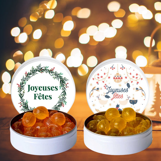 Lot de 2 Boîtes de Bonbons Artisanaux | Saveur Miel & Menthe | Boîte 45 g | Collection Noël | Modèle Duo 2