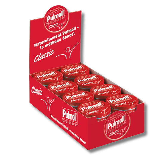 Pulmoll Classique | Format mini 20g | Pastilles Pulmoll Depuis 1946 - Présentoir de 24 boîtes