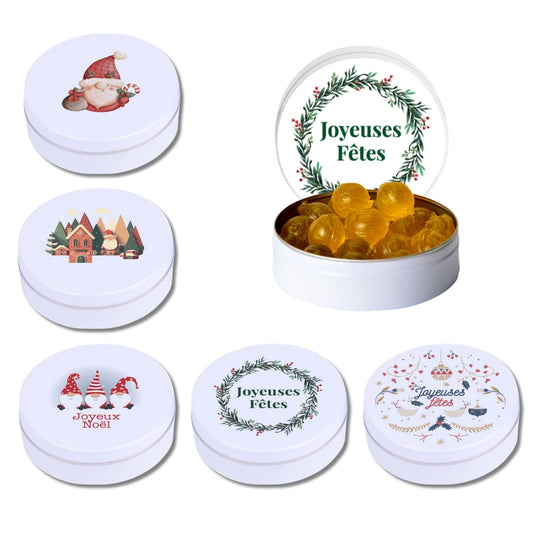 Lot de 5 Boîtes de Bonbons Artisanaux | Saveur Menthe | Boîte 16gr |Collection Noël et Joyeuses Fêtes