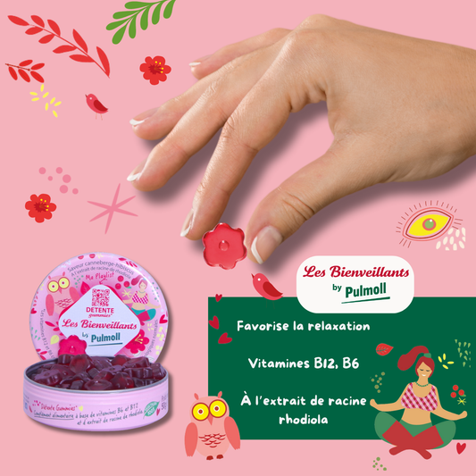 Gummies Détente Les Bienveillants by Pulmoll | Efficace en 3 minutes | Saveur Canneberge-hibiscus