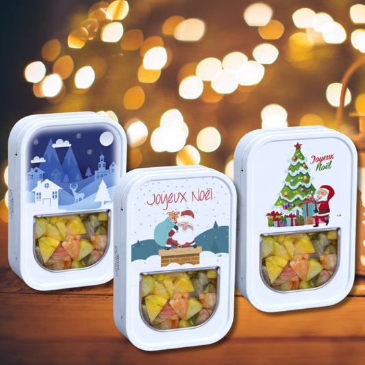 Lot de 3 Boîtes de Berlingots | Saveur Multifruits | Bonbons Artisanaux | Boîte 200 g | Collection Noël