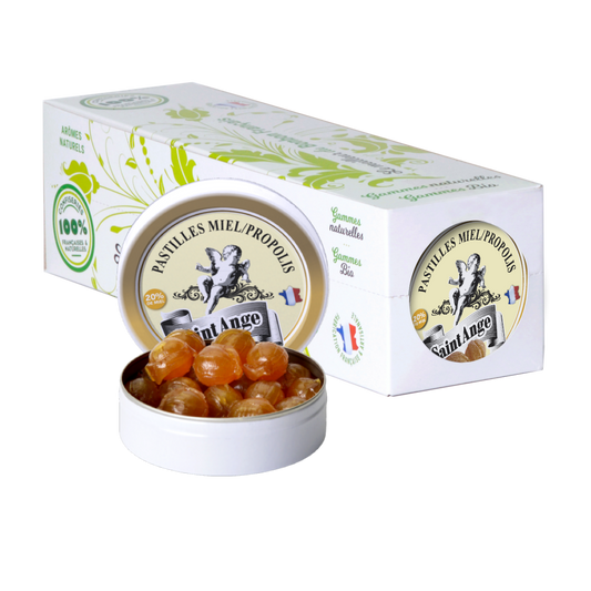 Pastilles Saint-Ange – Miel Propolis - Barquette de 10 boîtes